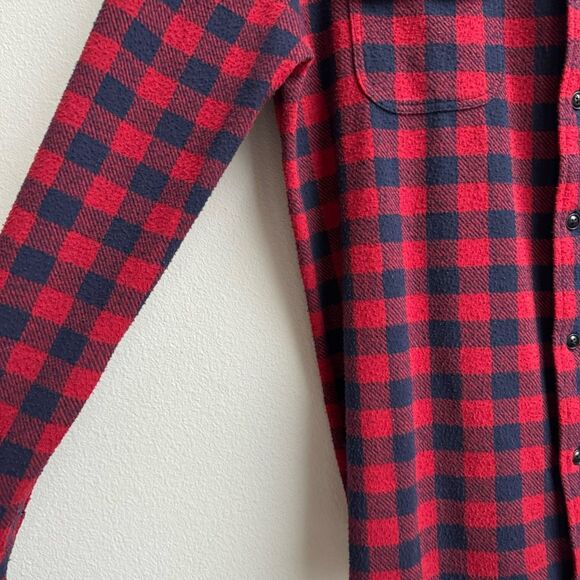 $178 Faherty Mens Legend Sweater Flannel Shirt Red Black Buffalo Size Large - Picture 3 of 13
